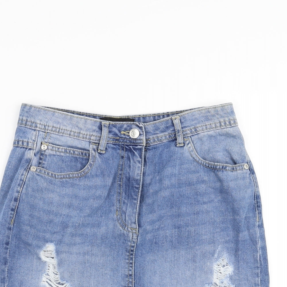 PARISIAN SIGNATURE Womens Blue  Denim Straight & Pencil Skirt Size 8  - distressed