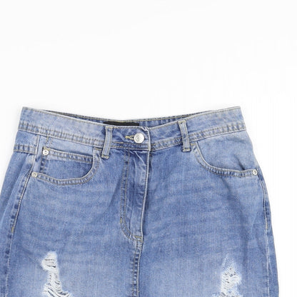 PARISIAN SIGNATURE Womens Blue  Denim Straight & Pencil Skirt Size 8  - distressed