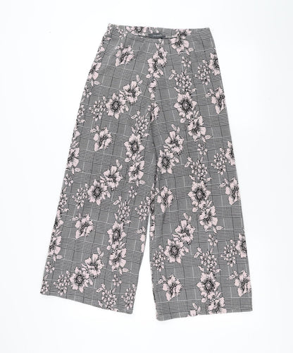 Primark Womens Grey Floral  Trousers  Size 10 L23 in - wide leg cropped