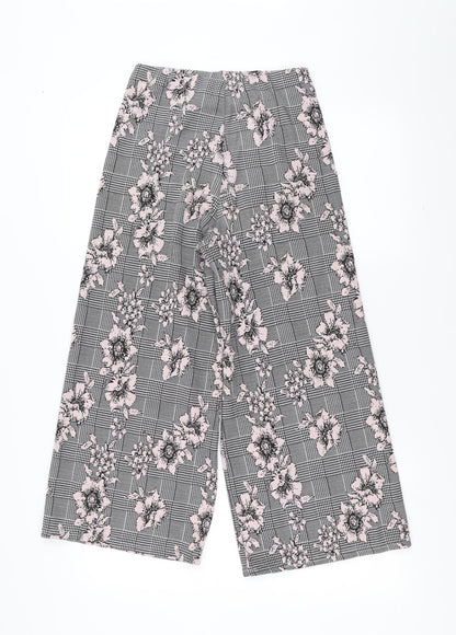 Primark Womens Grey Floral  Trousers  Size 10 L23 in - wide leg cropped
