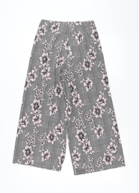 Primark Womens Grey Floral  Trousers  Size 10 L23 in - wide leg cropped