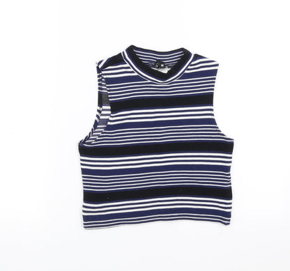 Divided by H&M Womens Blue Striped  Basic Tank Size M