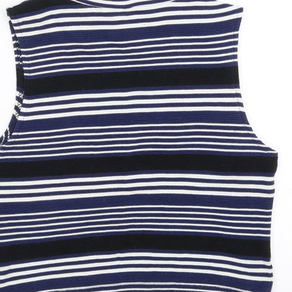 Divided by H&M Womens Blue Striped  Basic Tank Size M