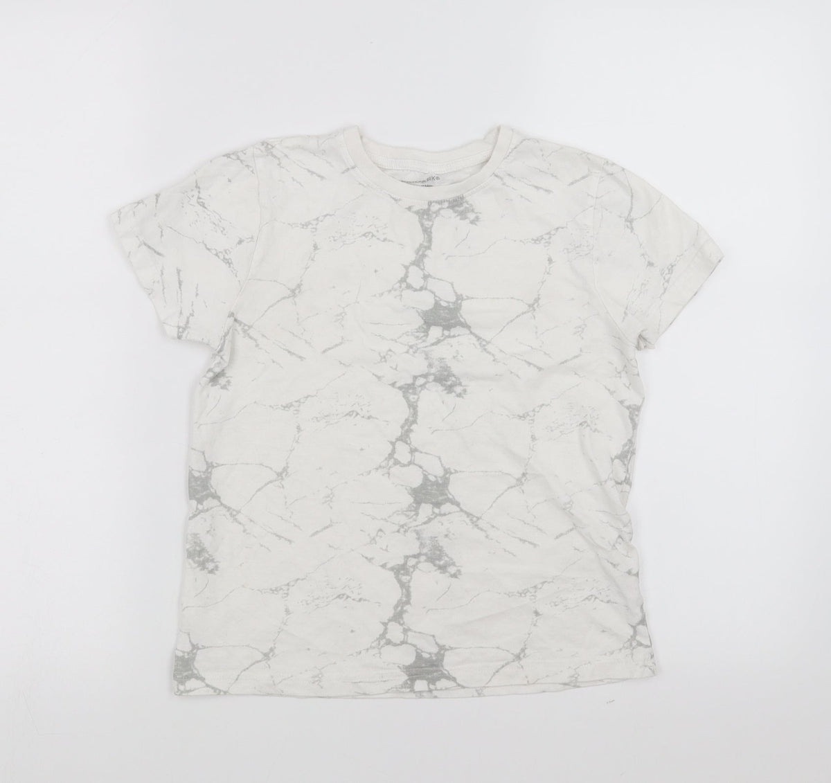 Primark Boys White   Basic T-Shirt Size 8-9 Years  - Marble effect