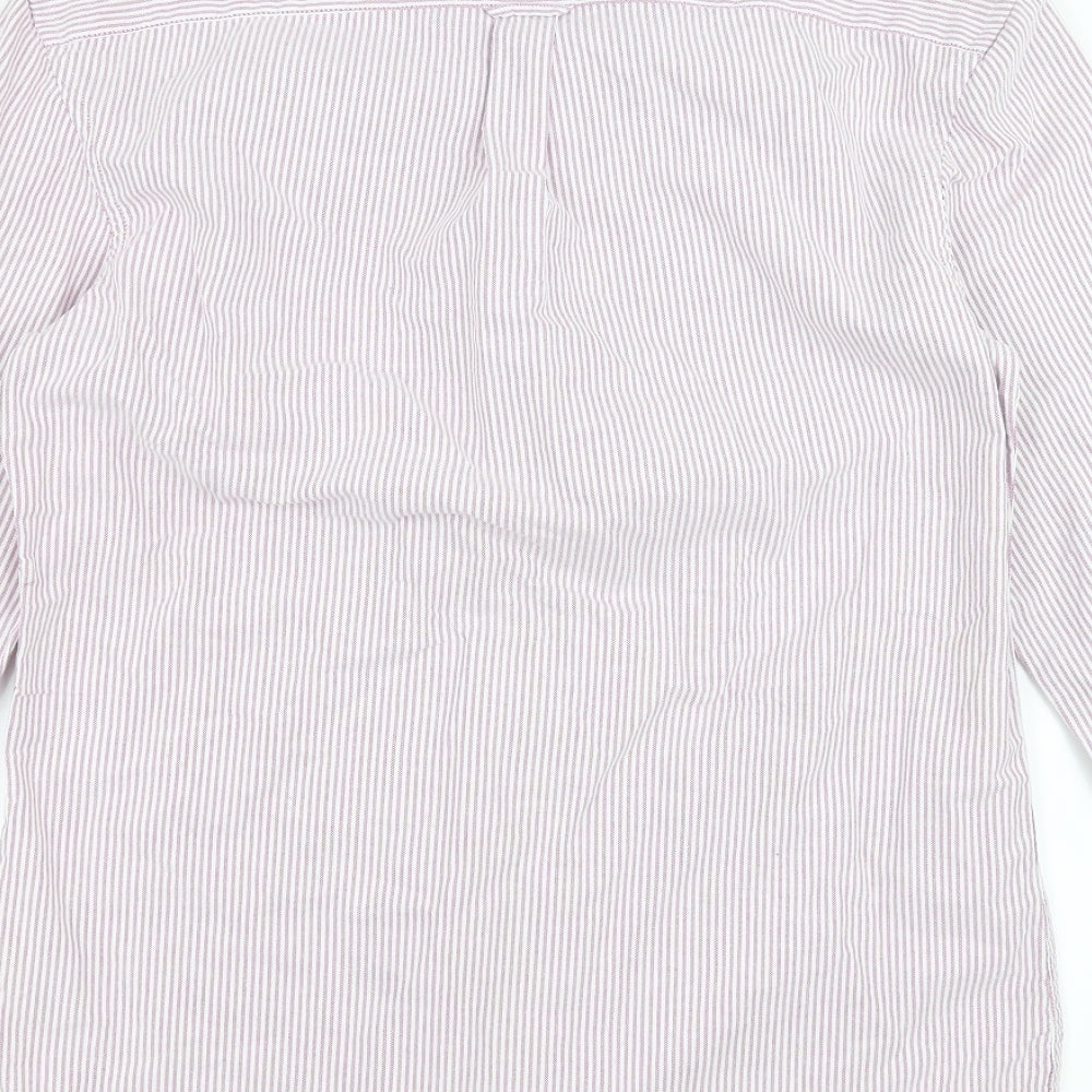 Mens UK Size S Marks and Spencer Pink  Button-Up Long Sleeve Casual Shirt