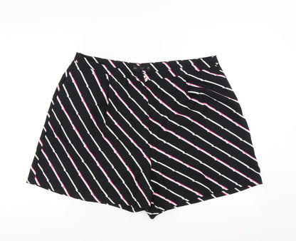 F&F Womens Black Striped  Hot Pants Shorts Size 18