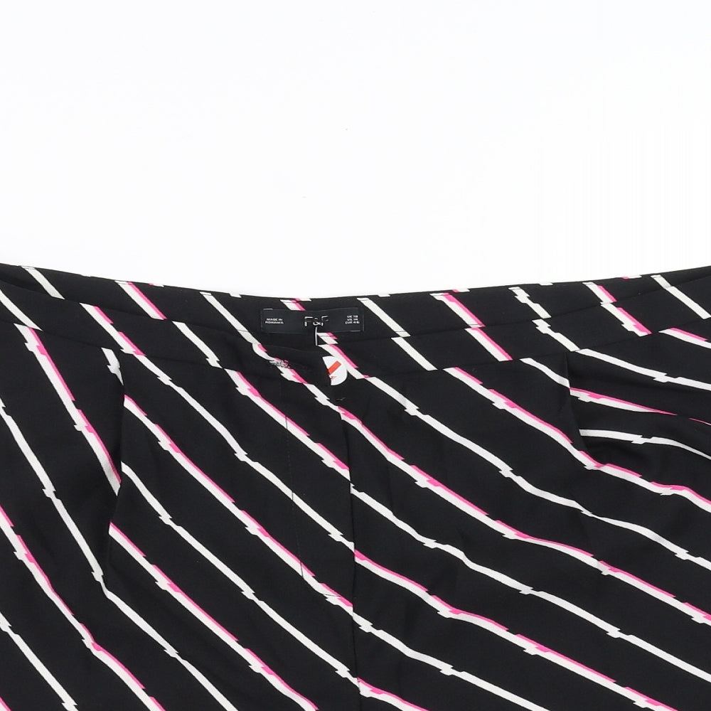 F&F Womens Black Striped  Hot Pants Shorts Size 18