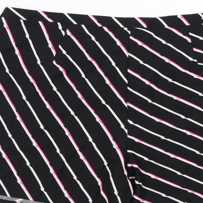 F&F Womens Black Striped  Hot Pants Shorts Size 18
