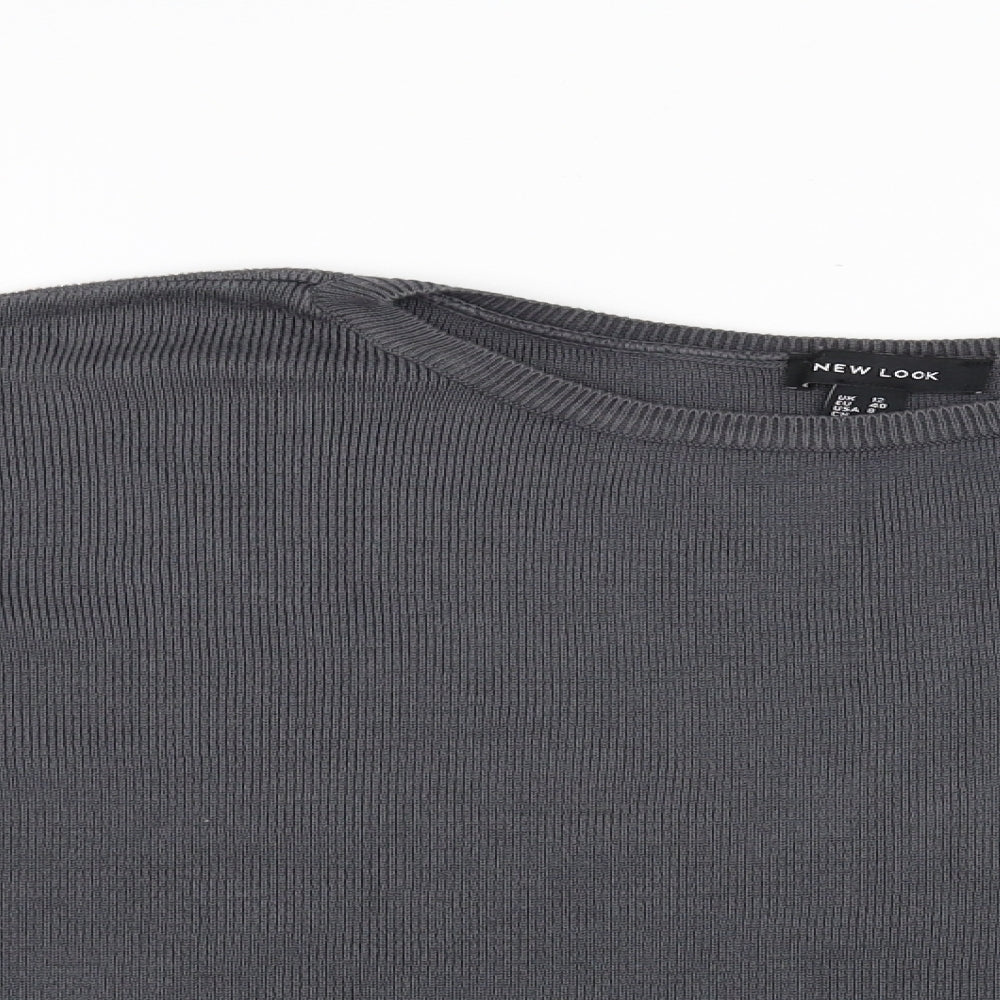 New Look Womens Grey   Pullover Jumper Size 12  - tie sleeve detail