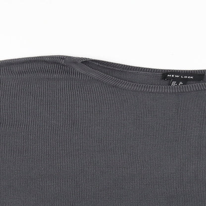 New Look Womens Grey   Pullover Jumper Size 12  - tie sleeve detail