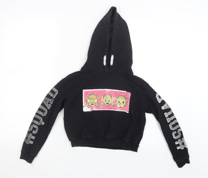Young Dimension Girls Black   Pullover Hoodie Size 9-10 Years  - Reversible Sequins