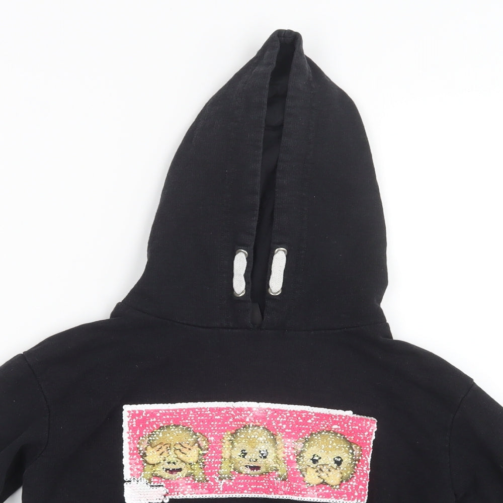 Young Dimension Girls Black   Pullover Hoodie Size 9-10 Years  - Reversible Sequins