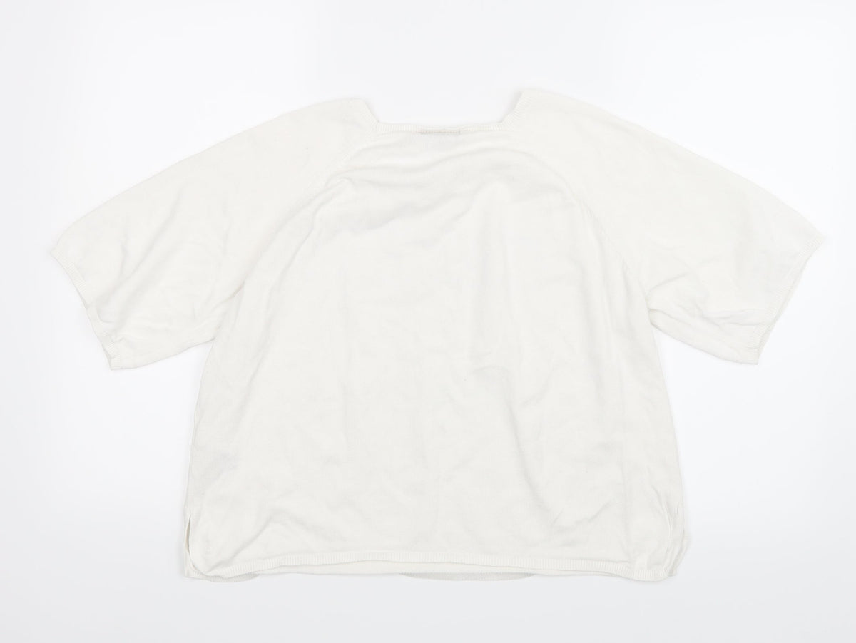 New Look Womens White  Knit Pullover Jumper Size 12