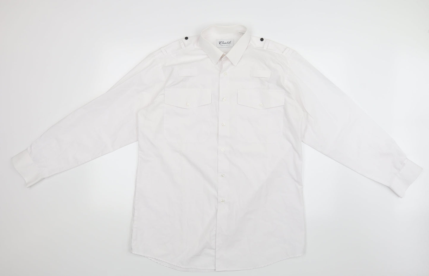 Mens UK Size 15.5 Churchill White  Button-Up Long Sleeve Casual Shirt