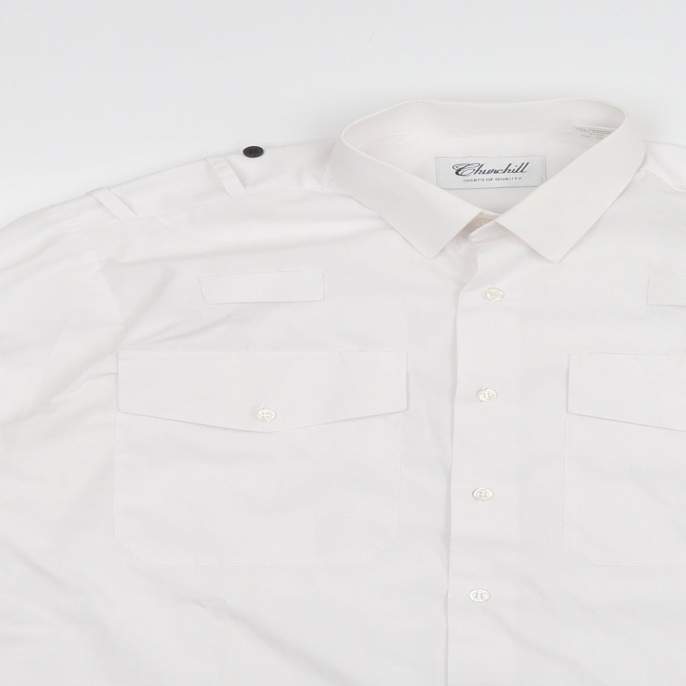 Mens UK Size 15.5 Churchill White  Button-Up Long Sleeve Casual Shirt