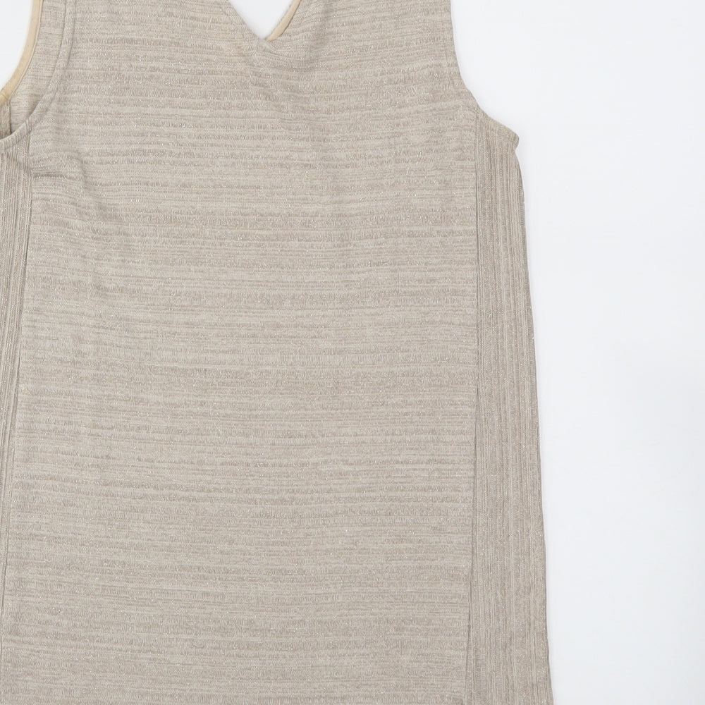 Womens UK Size 10 NEXT Gold Basic T-Shirt