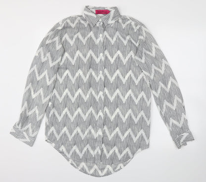 Boohoo Womens Grey Argyle/Diamond  Basic Blouse Size S