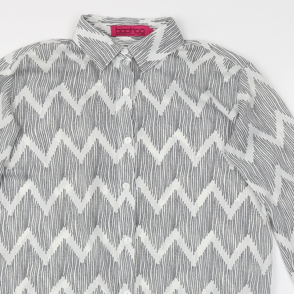 Boohoo Womens Grey Argyle/Diamond  Basic Blouse Size S