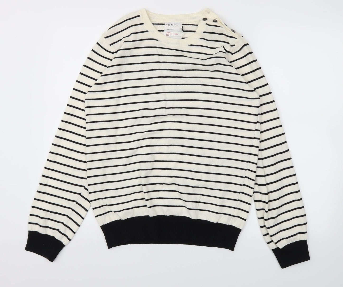 Topman Mens Ivory Striped  Pullover Sweatshirt Size S
