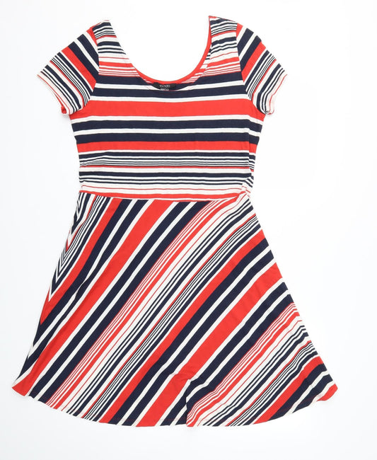 ESMARA  Womens Red Striped  Fit & Flare  Size L