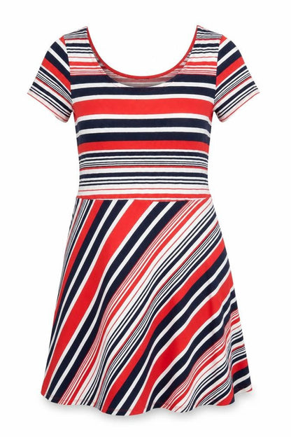 ESMARA  Womens Red Striped  Fit & Flare  Size L