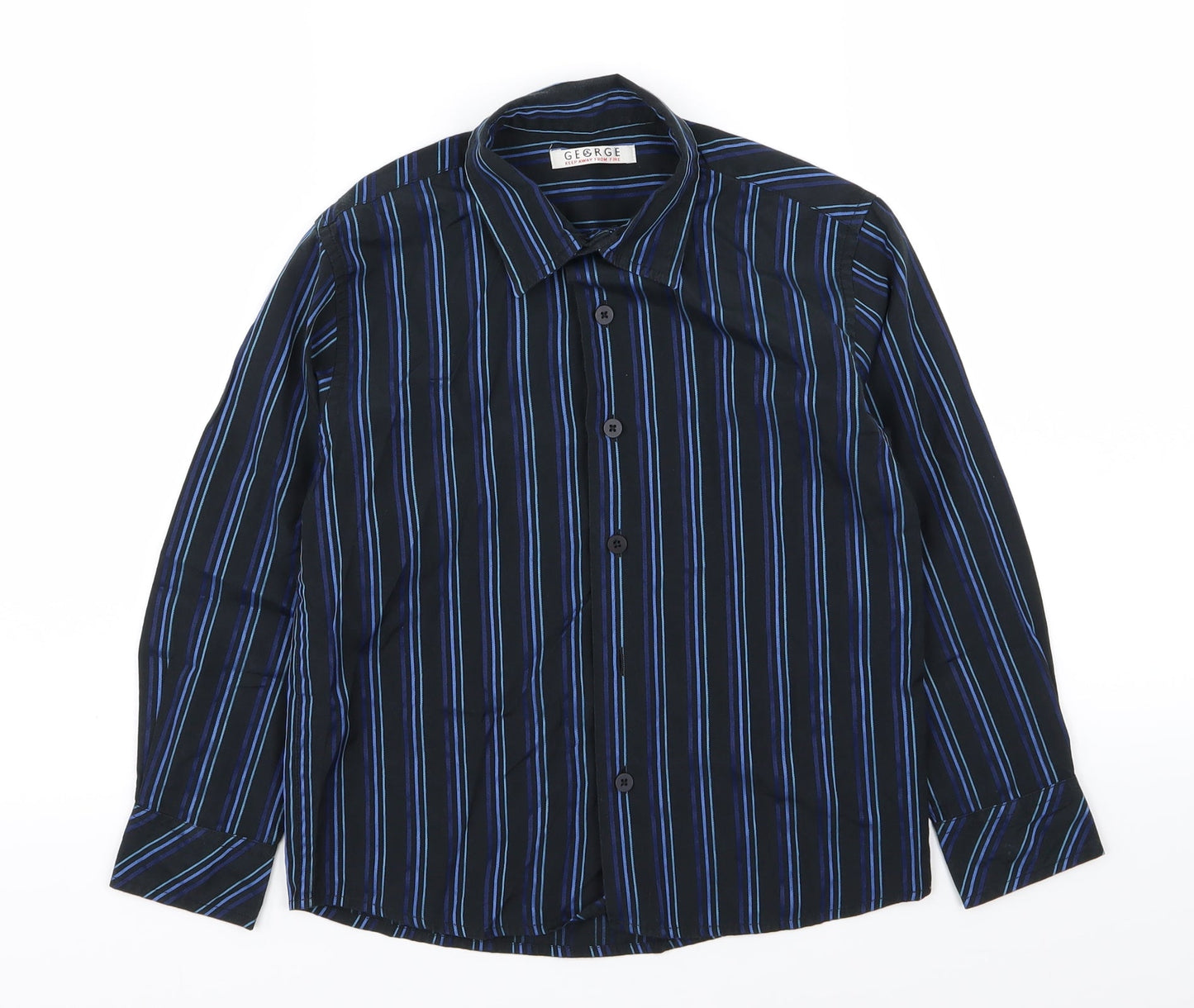 Asda George Boys Black Striped  Basic Dress Shirt Size 7-8 Years