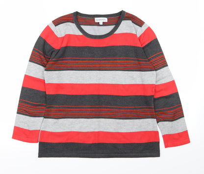chanti Womens Red Striped  Basic T-Shirt Size M
