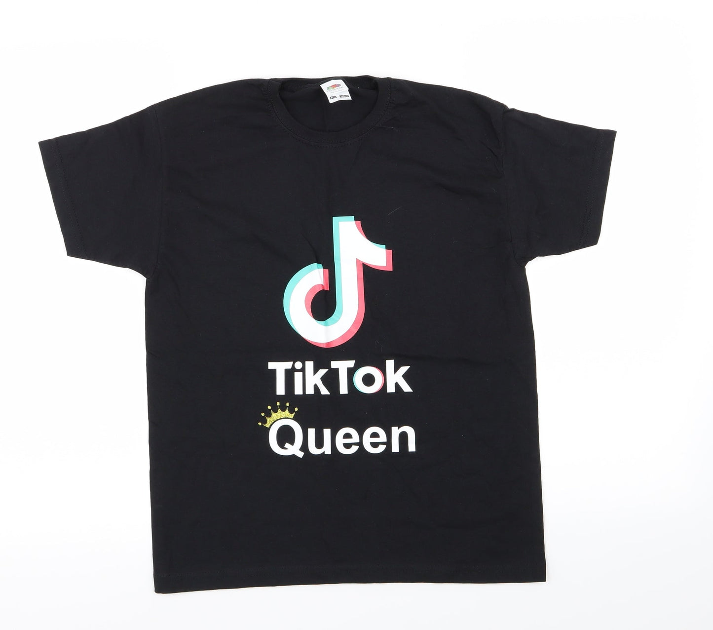 Fruit of the Loom Girls Black   Basic T-Shirt Size 9-10 Years  - Tik Tok