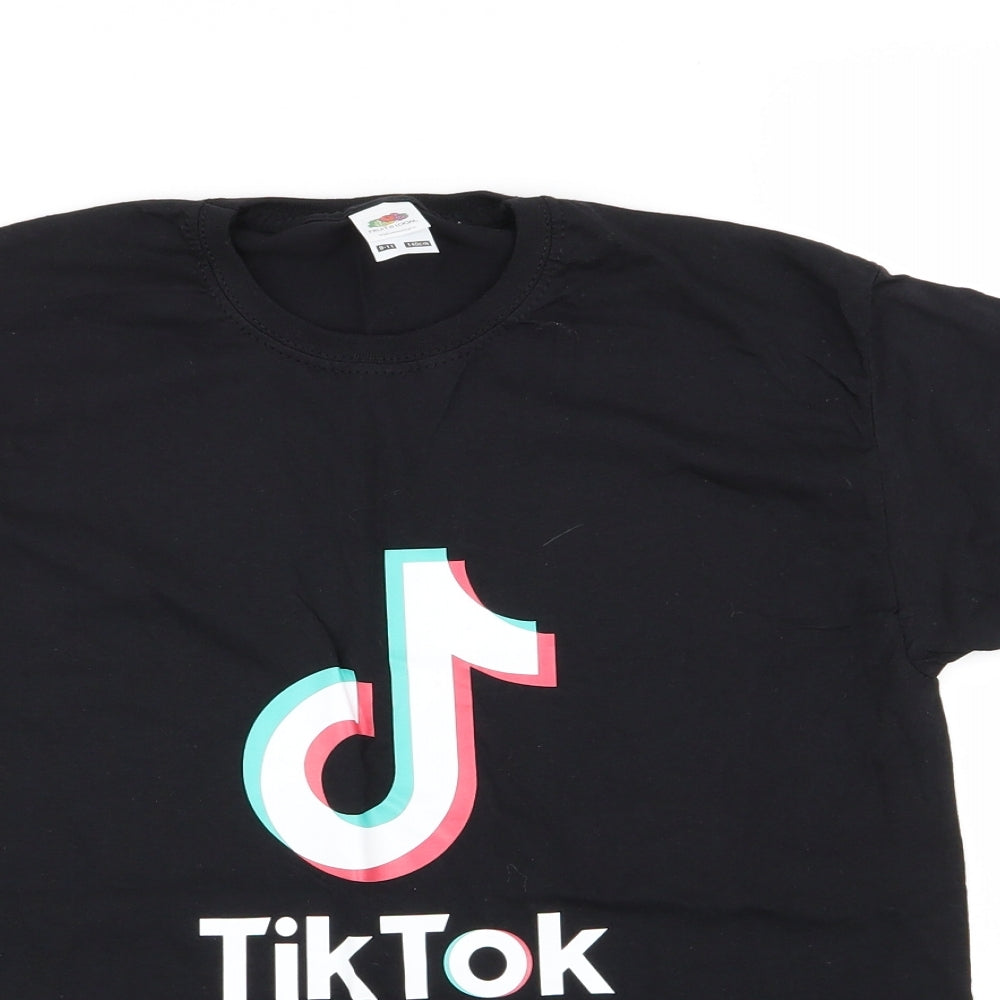 Fruit of the Loom Girls Black   Basic T-Shirt Size 9-10 Years  - Tik Tok