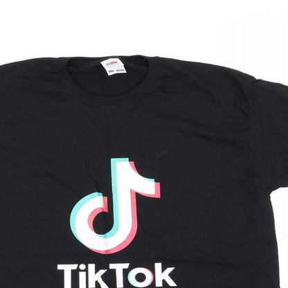 Fruit of the Loom Girls Black   Basic T-Shirt Size 9-10 Years  - Tik Tok
