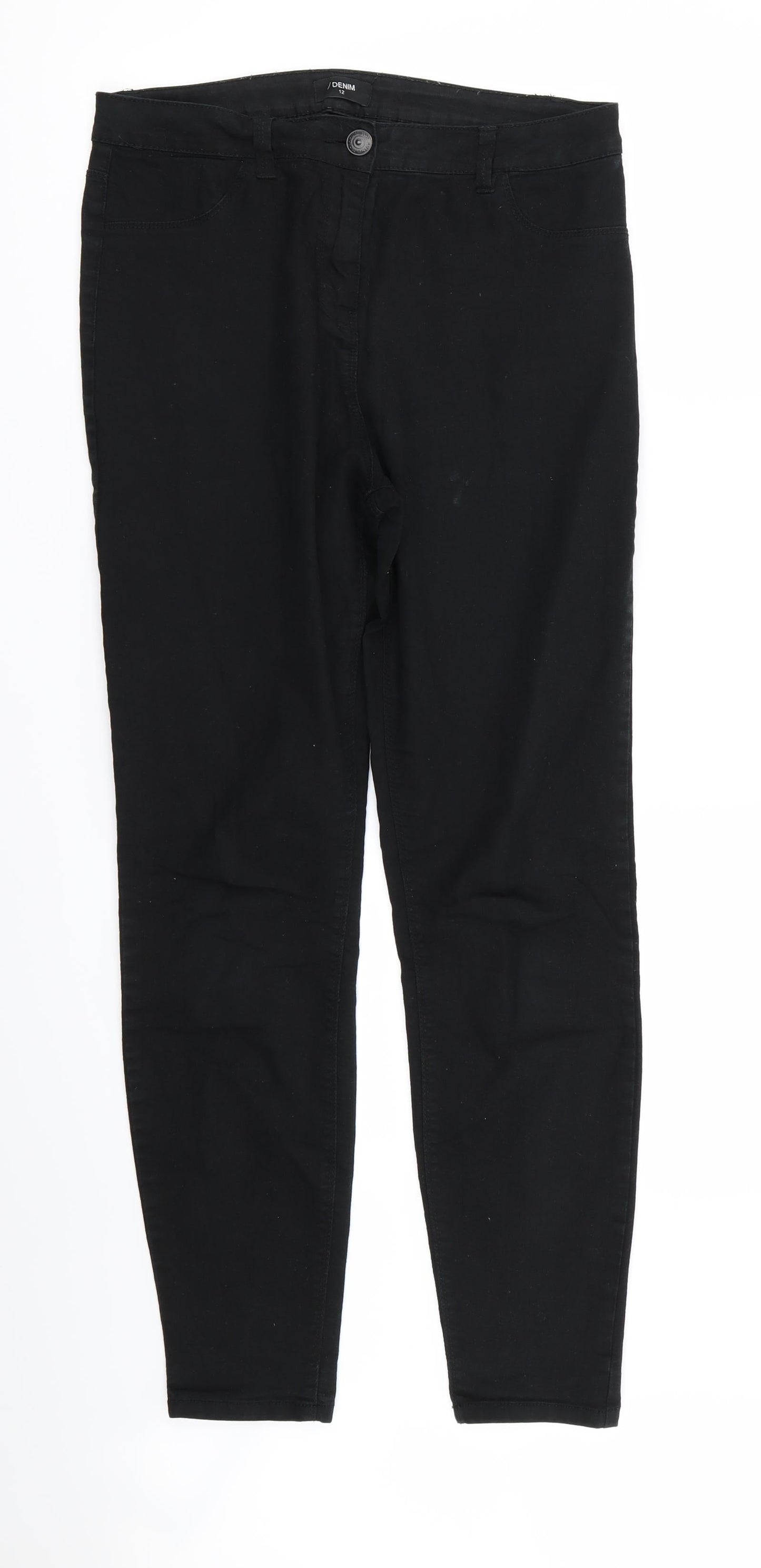 Womens UK Size 12 Denim Regular Fit Skinny Black Jeans