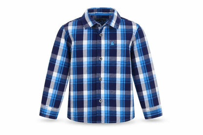 Rebel Boys Blue Check  Basic Button-Up Size 3-4 Years