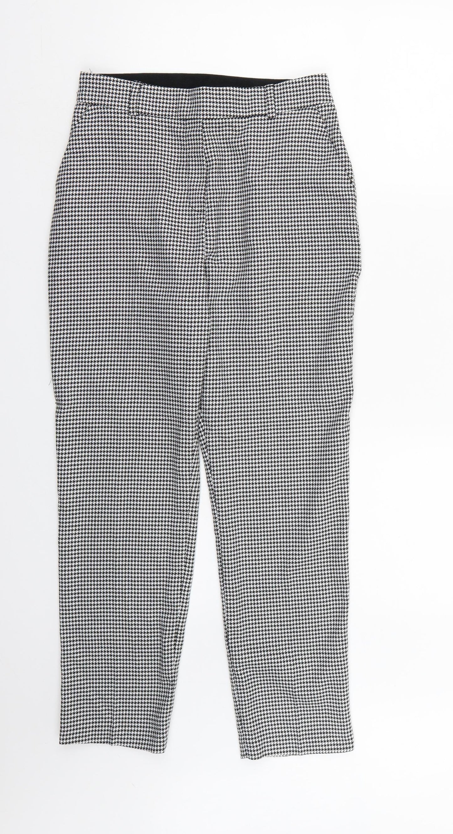 F&F Womens White Houndstooth  Pedal Pusher Trousers Size 8 L26 in