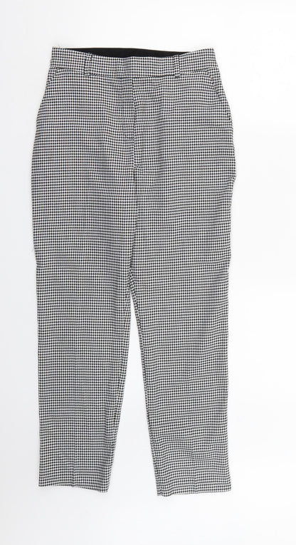 F&F Womens White Houndstooth  Pedal Pusher Trousers Size 8 L26 in
