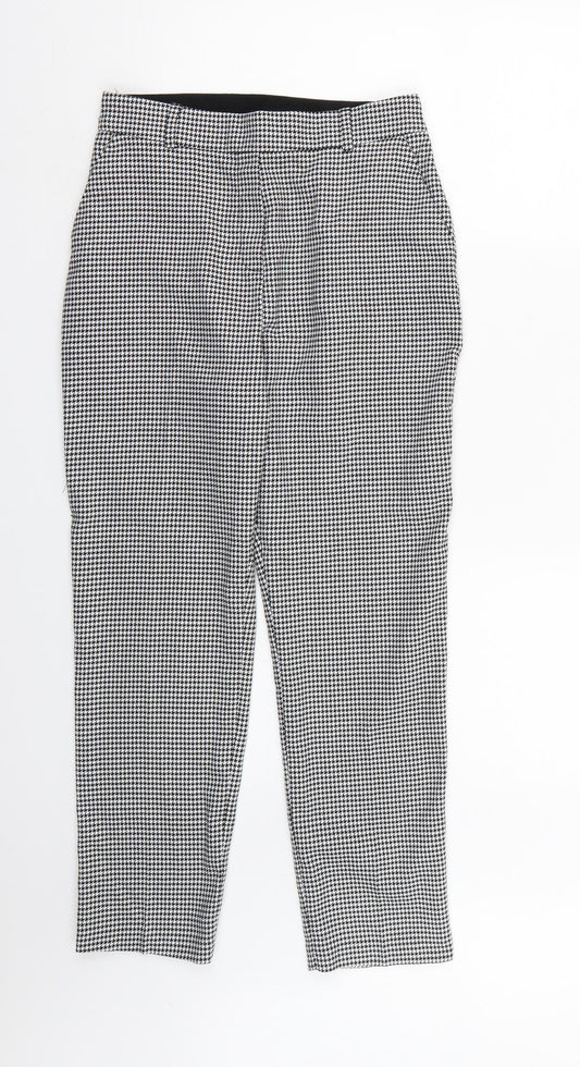 F&F Womens White Houndstooth  Pedal Pusher Trousers Size 8 L26 in