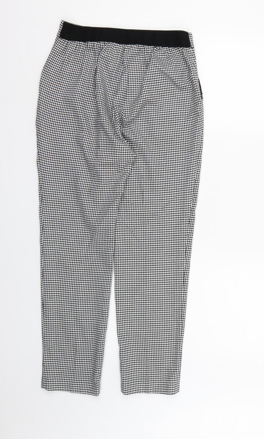 F&F Womens White Houndstooth  Pedal Pusher Trousers Size 8 L26 in