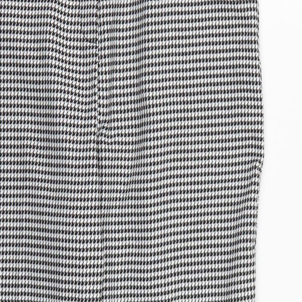 F&F Womens White Houndstooth  Pedal Pusher Trousers Size 8 L26 in
