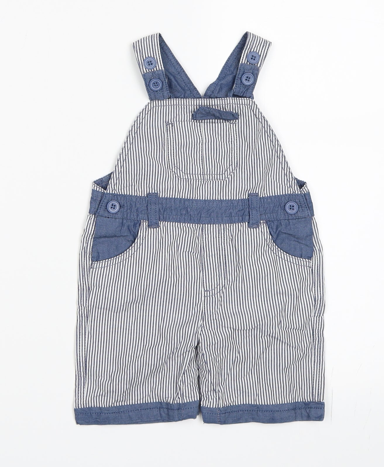 Matalan Boys Blue Striped  Dungaree One-Piece Size 6-9 Months