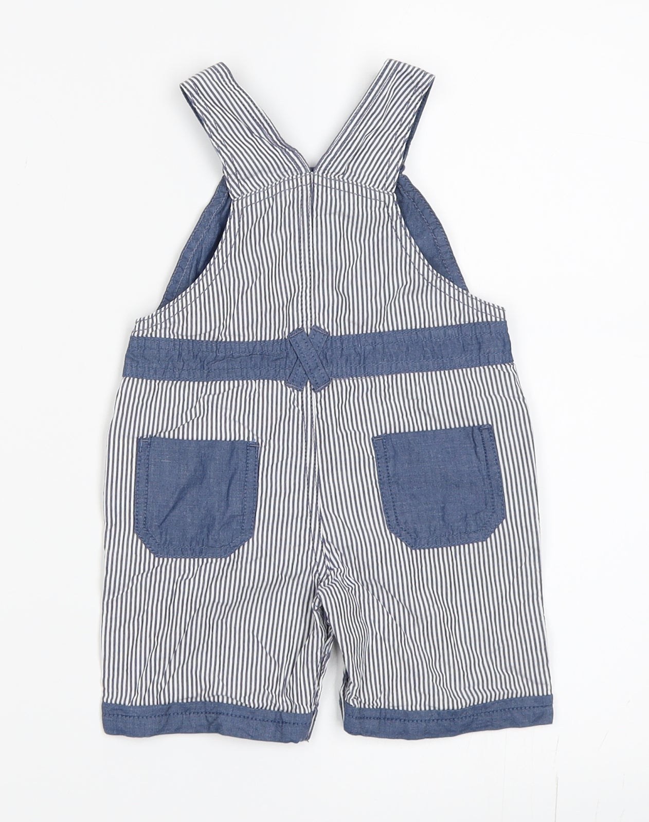 Matalan Boys Blue Striped  Dungaree One-Piece Size 6-9 Months
