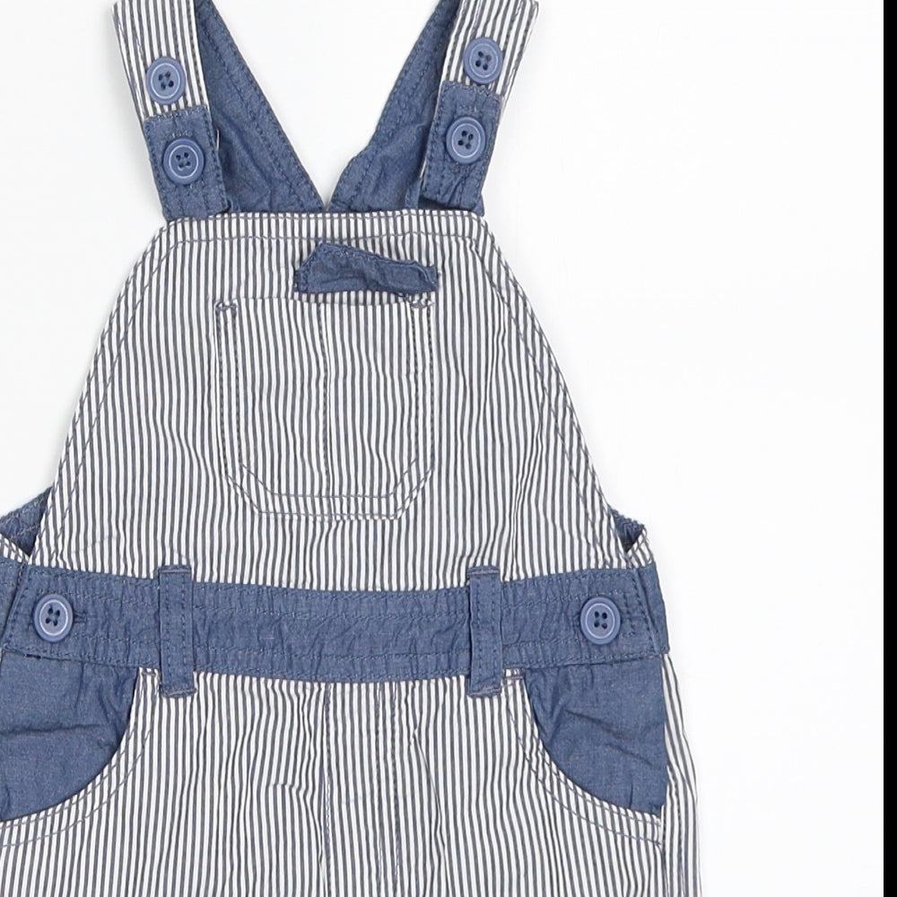 Matalan Boys Blue Striped  Dungaree One-Piece Size 6-9 Months