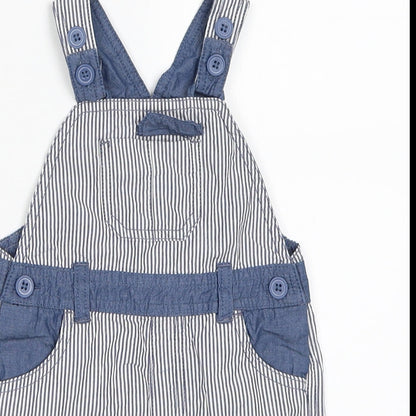 Matalan Boys Blue Striped  Dungaree One-Piece Size 6-9 Months