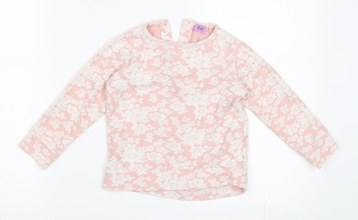 F&F Girls Pink Floral  Pullover Sweatshirt Size 2-3 Years