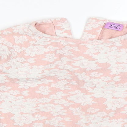 F&F Girls Pink Floral  Pullover Sweatshirt Size 2-3 Years