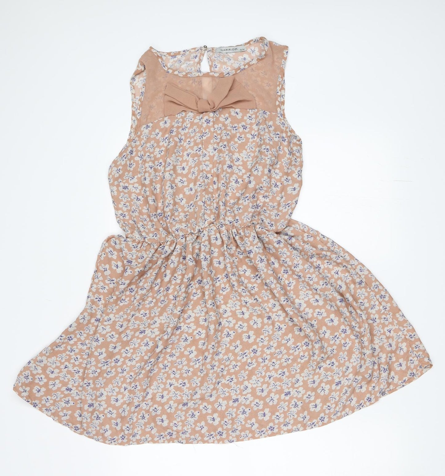 Warrior Womens Beige Floral  Skater Dress  Size S