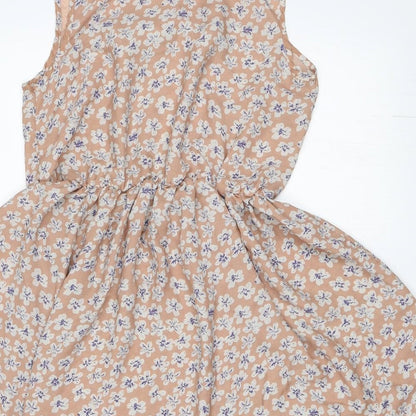 Warrior Womens Beige Floral  Skater Dress  Size S
