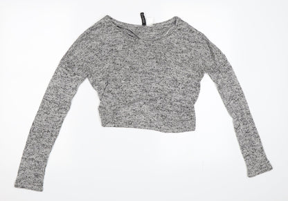 Womens UK Size S H&M Grey Cropped T-Shirt
