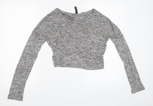 Womens UK Size S H&M Grey Cropped T-Shirt
