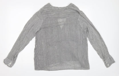 Tex woman Womens Blue Striped  Basic Blouse Size 42