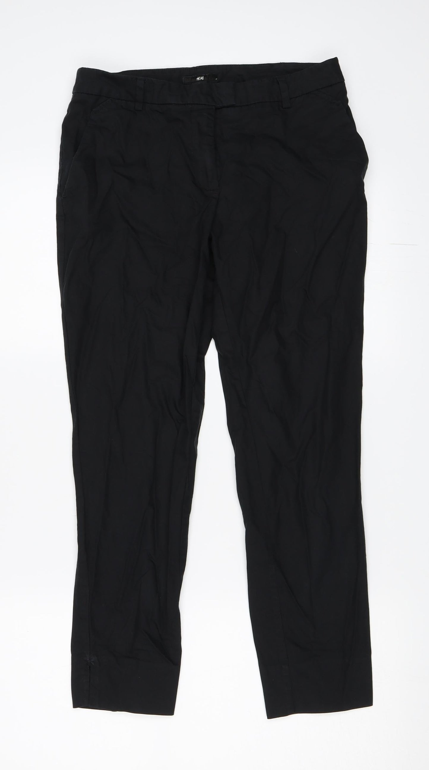 Womens UK Size 36 H&M Regular Fit Capri Black Trousers