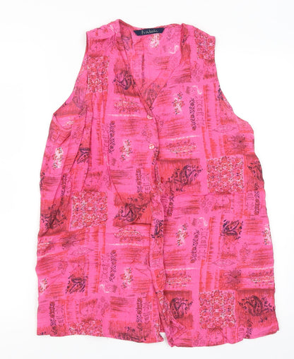 Isabelle Womens Pink Paisley  Basic Button-Up Size 12